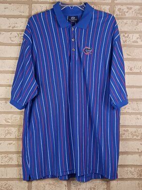 Vintage Florida Gators XL Polo Blue Striped Short Sleeve Vantage